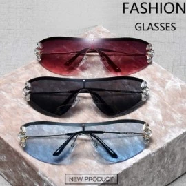 Wrap Retro Wrap sunglasses for women Diamond sunglasses oversized sunglasses UV400 Provection - 3 - CF19086EK82 $20.96