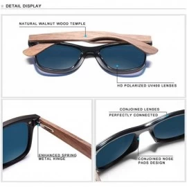 Rectangular Genuine adjustable polarized sunglasses handmade square men fashion Full Lens Walnut Wood - Silver - C918WZ8Z685 ...