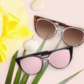 Oversized Cat Eye Mirrored Sunglasses for Women Fashion Oversized UV400 Protection Lenses MOZ1 - Brown Frame/Brown Lens - C21...