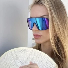 Shield Oversized Super Shield Mirrored Lens Sunglasses Retro Flat Top Matte sunglasses One Piece Sport Glasses Men Women - C3...