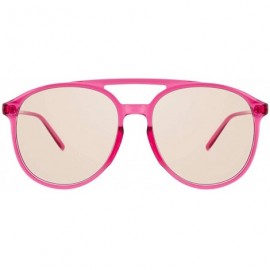 Oversized Retro Oversized Round Sunglasses for Woman Lightweight Vintage Double Bridge Frame - Rose Red - CD193QY9HN7 $18.29