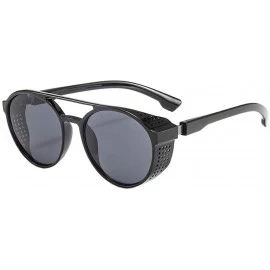 Oval Oval Sunglasses Sunglasses Men And Women Fashion Sunglasses - Black - CK18UKK6XDZ $15.54