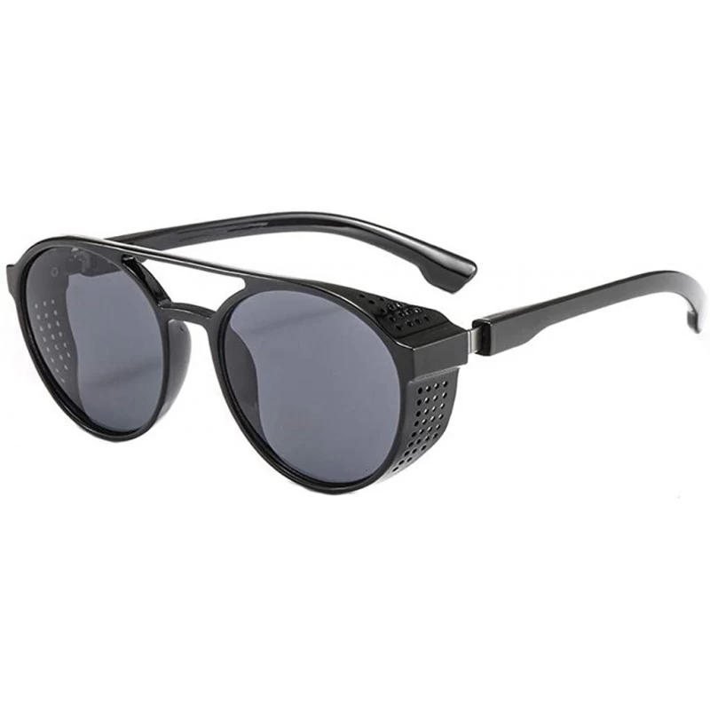 Oval Oval Sunglasses Sunglasses Men And Women Fashion Sunglasses - Black - CK18UKK6XDZ $8.30