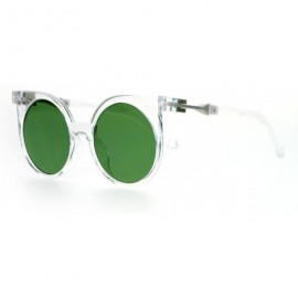 Cat Eye Womens Trendy Runway 80's Thick Plastic Cat Eye Sunglasses - Clear Green - CC120IUQUPR $26.46