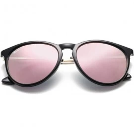 Cat Eye Classic Round Polarized Sunglasses for Women Vintage Brand Designer Style - CR12O6KGTTB $35.95