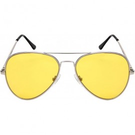 Sport Night Driving Lens Sunglasses with Square Aviators Wrap Semi-Rimless Sports - Aviators-matte Silver - CS1889W25A3 $11.88