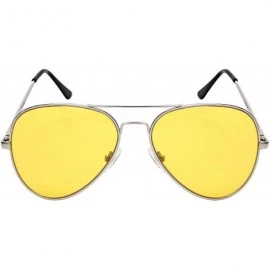 Sport Night Driving Lens Sunglasses with Square Aviators Wrap Semi-Rimless Sports - Aviators-matte Silver - CS1889W25A3 $11.88