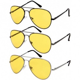 Sport Night Driving Lens Sunglasses with Square Aviators Wrap Semi-Rimless Sports - Aviators-matte Silver - CS1889W25A3 $11.88