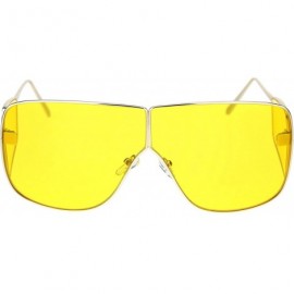 Square Oversized Square Sunglasses Unisex Shield Side Lens Metal Frame UV 400 - Gold (Yellow) - CC18ZO724WE $12.34