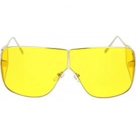 Square Oversized Square Sunglasses Unisex Shield Side Lens Metal Frame UV 400 - Gold (Yellow) - CC18ZO724WE $12.34