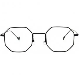 Rectangular Mens Vintage Style Octagon Metal Wire Rim Snug Rectangular Sunglasses - Black Clear - CK185ONKW2S $8.67