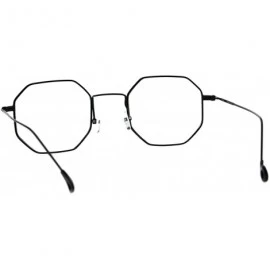 Rectangular Mens Vintage Style Octagon Metal Wire Rim Snug Rectangular Sunglasses - Black Clear - CK185ONKW2S $8.67