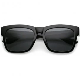 Oversized Lifestyle Super Thick Frame Arms Square Lens Horn Rimmed Sunglasses 54mm - Shiny Black / Smoke - CS182Q8ZMX8 $17.88