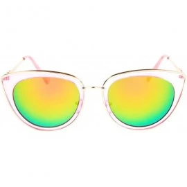 Cat Eye Womens Metal Trim Cat Eye Goth Fashion Sunglasses - Pink Peach - CS12N2B2V6K $23.40
