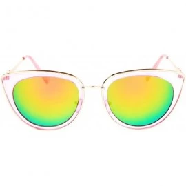 Cat Eye Womens Metal Trim Cat Eye Goth Fashion Sunglasses - Pink Peach - CS12N2B2V6K $11.08