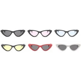 Goggle Retro Rhinestone Cat Eye Sunglasses for Women Clout Goggles Plastic Frame Glasses - Blue - CR18E5GWW23 $12.15