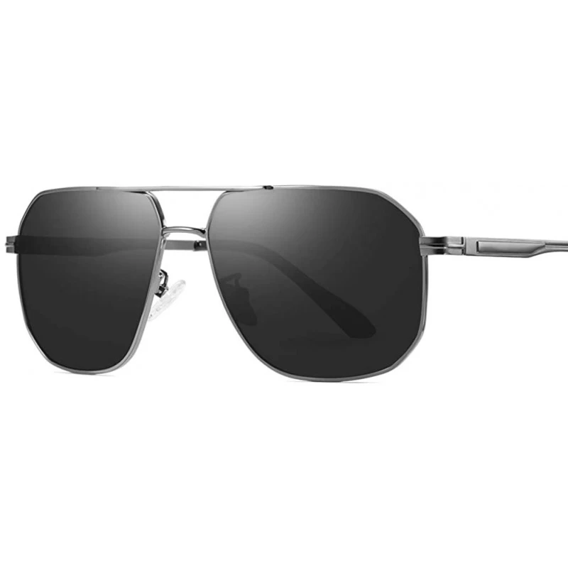 Rectangular Square Frame Polarized Sunglasses for Men Women Driving UV400 Protection - Metal Grey - C418O4U8XAW $22.10