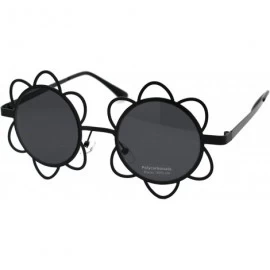 Round Flower Sunglasses Womens Girls Cute Fashion Floral Frame UV 400 - Black (Black) - CZ199OGXKMC $21.04