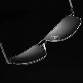 Rectangular Square Frame Polarized Sunglasses for Men Women Driving UV400 Protection - Metal Grey - C418O4U8XAW $22.10