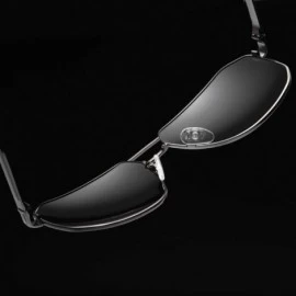 Rectangular Square Frame Polarized Sunglasses for Men Women Driving UV400 Protection - Metal Grey - C418O4U8XAW $13.14