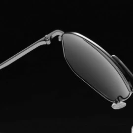 Rectangular Square Frame Polarized Sunglasses for Men Women Driving UV400 Protection - Metal Grey - C418O4U8XAW $22.10