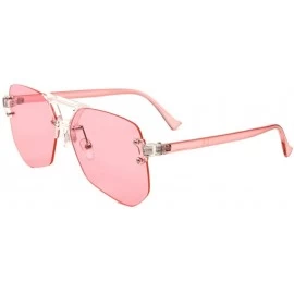 Aviator Crystal Color Frame Rimless Geometric Aviator Sunglasses - Pink - CA190MENX3G $17.92