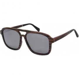 Aviator Wood Sunglasses Oversied Polarized Sunglasses Outside Activities Men's Summer Eyewear-SG73002 - Ebony- Silver - C318D...