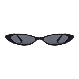 Cat Eye Retro Slim Cat Eye Color Frame Sunglasses - Black-smoke - CW18Q255Y6K $12.09