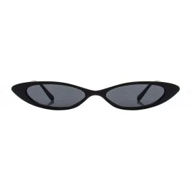 Cat Eye Retro Slim Cat Eye Color Frame Sunglasses - Black-smoke - CW18Q255Y6K $12.09