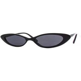 Cat Eye Retro Slim Cat Eye Color Frame Sunglasses - Black-smoke - CW18Q255Y6K $12.09