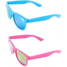 Aviator Neon Retro Sunglasses Color Mirror Lens for Men Women - Blue/Pink - CK18YTL3CLG $9.02