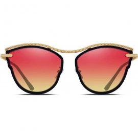 Butterfly Cat Eye Sunglasses for Women Butterfly Shape Frame with Gradient Color UV400 Lenses - Rose Gold-pink Yellow - C518E...