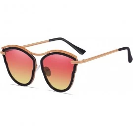 Butterfly Cat Eye Sunglasses for Women Butterfly Shape Frame with Gradient Color UV400 Lenses - Rose Gold-pink Yellow - C518E...