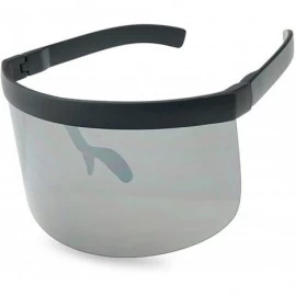 Goggle Huge Oversize Futuristic Flat Top Single Shield Mono Mirrored Iconic Visor Sunglasses - C4197S6TKHR $15.06