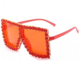 Oversized Sunglasses Women Oversized Square Crystal Brand Designer - L - C3199O84K93 $22.61