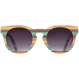 Round Bamboo Sunglasses Polarized Women Multi Color Bamboo Round Sunglasses with Wooden Case - CN18S8D6AY5 $37.26