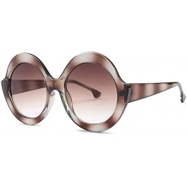 Round New round big box fashion street beat tide ladies retro UV400 protective sunglasses - Brown - CN18LK8WQYD $10.84