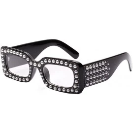 Square Fashion Women Pearl Square Frame Frame Shades Sunglasses Integrated UV Protection Glasses - E - CT18D4K0G88 $21.55
