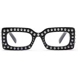 Square Fashion Women Pearl Square Frame Frame Shades Sunglasses Integrated UV Protection Glasses - E - CT18D4K0G88 $11.91
