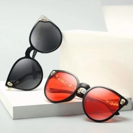 Oversized Rimless Skull Design Cat Eye Sunglasses UV400 Protection - C5 black Frame + Red Mirror Lens - CU17YGQZ3LZ $16.17