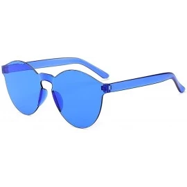 Round 1pcs Unisex Fashion Candy Colors Round Outdoor Sunglasses Sunglasses - Dark Blue - CU199XOECRU $17.22