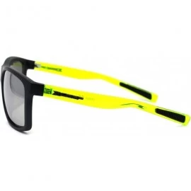 Sport Oversize Rectangular Sport Horn Rim Mens Sunglasses - Matte Black Green Silver Mirror - CA195A57GHG $11.48