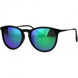 Round Mens Classic Mod Keyhole Minimal Plastic Horned Sunglasses - Green Mirror - C9184Y0OHIZ $22.42