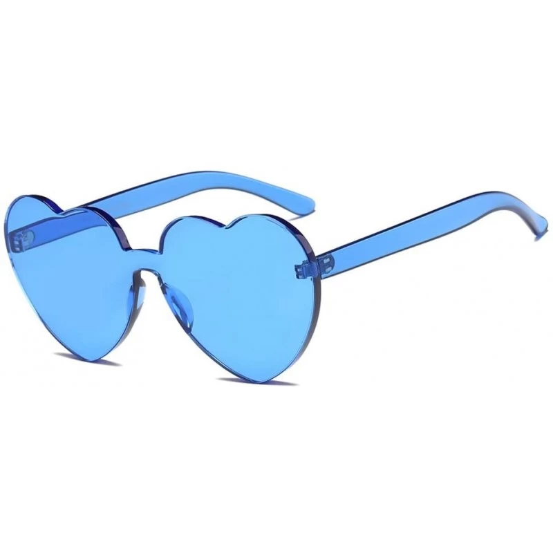 Oval Large Oversized Women Cute Heart Shaped Frame Sunglasses Fashion Outdoor Eyewear Anti Uv Sunglass Blue - Blue - C018TM56...