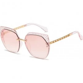 Rimless Fashion Cat Sunglasses Luxury Diamond Rimless Lady sun glasses uv400 - Pink - CL18RQ6Y0RU $9.32