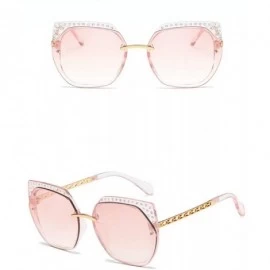 Rimless Fashion Cat Sunglasses Luxury Diamond Rimless Lady sun glasses uv400 - Pink - CL18RQ6Y0RU $9.32