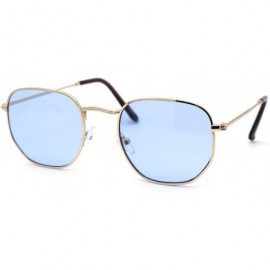 Square Mens Hippie Groovy Pop Color Lens Metal Rim Rectangular Sunglasses - Gold Blue - CV193MSZ3W4 $8.03