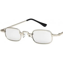 Rectangular Unisex Sunglasses Fashion Silver White Drive Holiday Rectangle Non-Polarized UV400 - CM18RLIYSAW $8.77