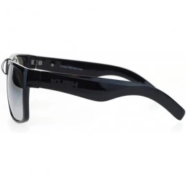 Square Mens Kush Sunglasses Square Rectangular Black Frame Mirrored Lens UV 400 - Shiny Black (Silver Mirror) - CI186STLI04 $...