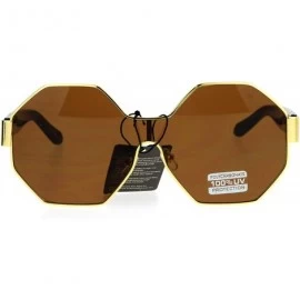 Shield Octagonal Shield Robotic Large Futuristic Fashion Sunglasses - Gold Brown - CL12O6C2PHJ $23.20